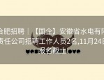 合肥招聘｜【国企】安徽省水电有限责任公司招聘工作人员2名,11月24日报名截止