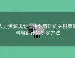 人力资源规划：企业管理的关键策略与培训计划制定方法