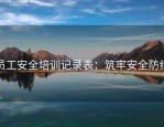 员工安全培训记录表：筑牢安全防线