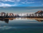 解决子女入学！合肥国家实验室公开招聘11人