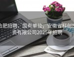 合肥招聘，国有单位，安徽省科创投资有限公司2025年招聘