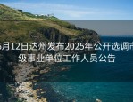 6月12日达州发布2025年公开选调市级事业单位工作人员公告