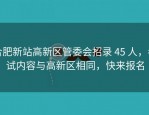 合肥新站高新区管委会招录 45 人，考试内容与高新区相同，快来报名