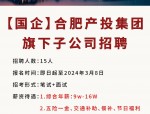 合肥国企招聘 | 招12人！合肥滨湖投资控股集团有限公司招聘劳务派遣人员公告202503