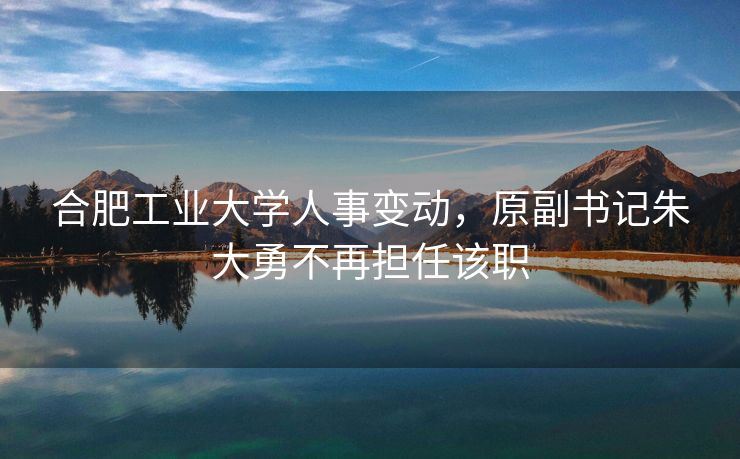 合肥工业大学人事变动,原副书记朱大勇不再担任该职 合肥工业大学人事变动,原副书记朱大勇不再担任该职
