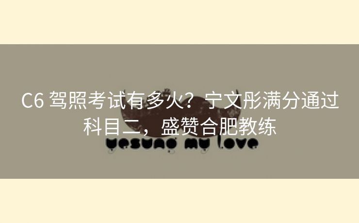 C6 驾照考试有多火?宁文彤满分通过科目二,盛赞合肥教练 C6 驾照考试有多火?宁文彤满分通过科目二,盛赞合肥教练