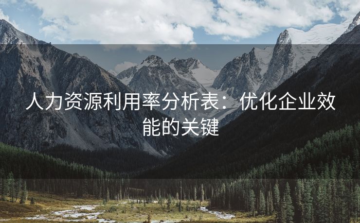 人力资源利用率分析表:优化企业效能的关键 人力资源利用率分析表:优化企业效能的关键