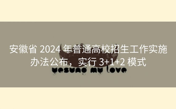 安徽省 2024 年普通高校招生工作实施办法公布，实行 3+1+2 模式