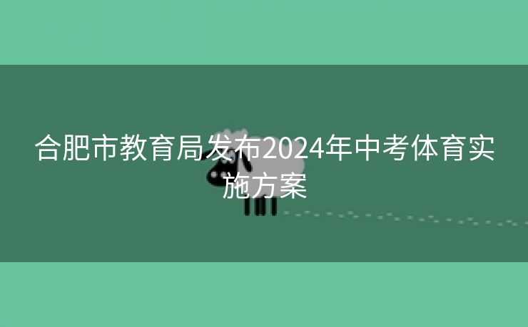 合肥市教育局发布2024年中考体育实施方案 合肥市教育局发布2024年中考体育实施方案
