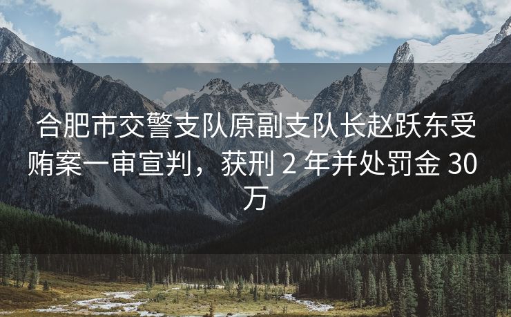合肥市交警支队原副支队长赵跃东受贿案一审宣判,获刑 2 年并处罚金 30 万 合肥市交警支队原副支队长赵跃东受贿案一审宣判,获刑 2 年并处罚金 30 万