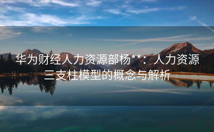 华为财经人力资源部杨**:人力资源三支柱模型的概念与解析 华为财经人力资源部杨**:人力资源三支柱模型的概念与解析