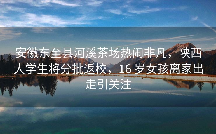 安徽东至县河溪茶场热闹非凡,陕西大学生将分批返校,16 岁女孩离家出走引关注 安徽东至县河溪茶场热闹非凡,陕西大学生将分批返校,16 岁女孩离家出走引关注