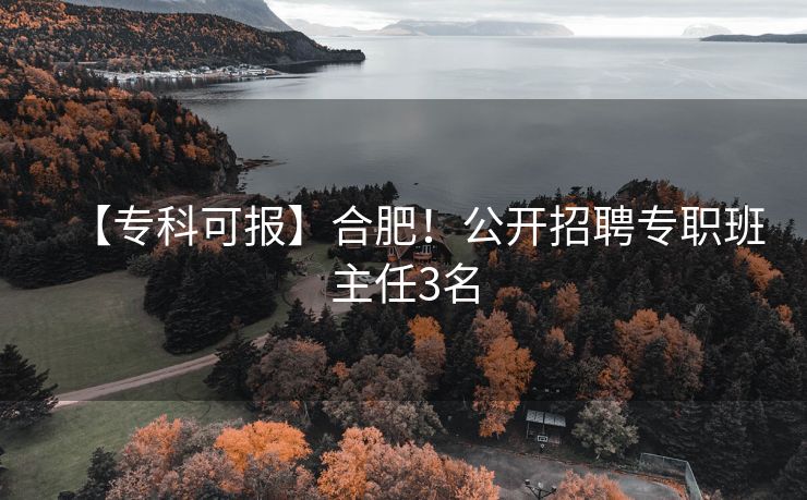 【专科可报】合肥!公开招聘专职班主任3名 【专科可报】合肥!公开招聘专职班主任3名