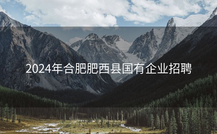 2024年合肥肥西县国有企业招聘 2024年合肥肥西县国有企业招聘
