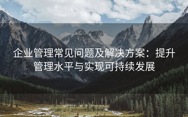 企业管理常见问题及解决方案:提升管理水平与实现可持续发展 企业管理常见问题及解决方案:提升管理水平与实现可持续发展