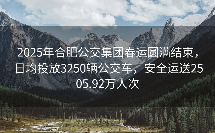 2025年合肥公交集团春运圆满结束，日均投放3250辆公交车，安全运送2505.92万人次