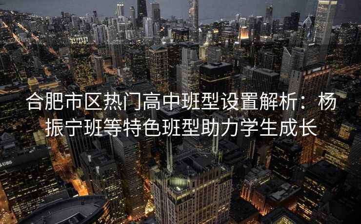 合肥市区热门高中班型设置解析：杨振宁班等特色班型助力学生成长