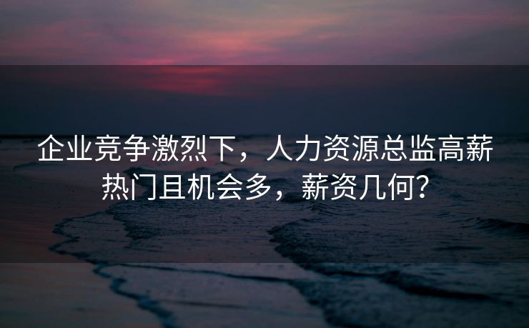 企业竞争激烈下,人力资源总监高薪热门且机会多,薪资几何? 企业竞争激烈下,人力资源总监高薪热门且机会多,薪资几何?