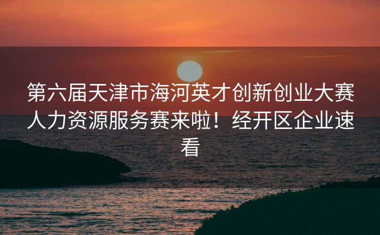 第六届天津市海河英才创新创业大赛人力资源服务赛来啦！经开区企业速看