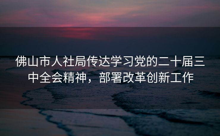 佛山市人社局传达学习党的二十届三中全会精神,部署改革创新工作 佛山市人社局传达学习党的二十届三中全会精神,部署改革创新工作